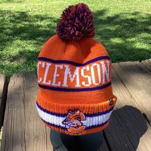Clemson Tigers Zephyr pom beanie knit hat NWT orange/purple OSFM